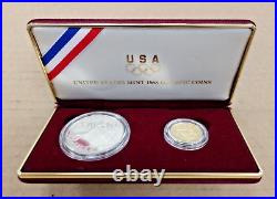 1988 U. S. Mint 1988 Olympic 2 Coin Proof Set Gold & Silver withOGP & Cert