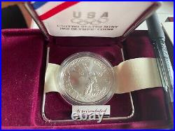 1988 US Mint Olympic Coins Proof Set $1 Silver And $5 Gold Coin + UNC Silver $1