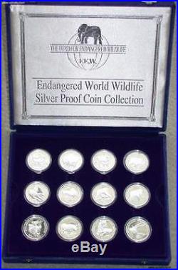 1990-1991 COOK ISLANDS $50 Silver Proof Set Endangered World Wildlife