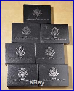 1992-1998 90% Silver United States Premier Proof Sets Run US Mint Box & COA
