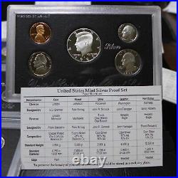 1992 1998 S 7 Set COMPLETE RUN OF U. S. SILVER PROOF SETS OGP & COA