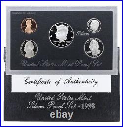 1992 1998 U. S. Mint Issued Silver Proof Complete Set Plus Mysterious Bonus