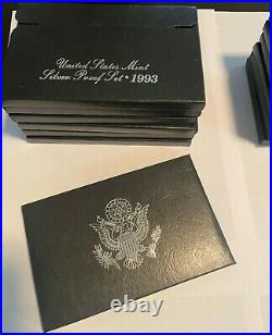 1992 1998 US Mint Silver Proof Coin Sets (7) in box with COA! Nice Lot