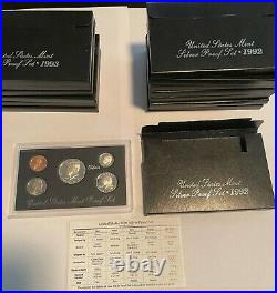 1992 1998 US Mint Silver Proof Coin Sets (7) in box with COA! Nice Lot