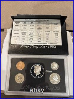 1992-S US SILVER Proof Set 5 Piece Set in Original U. S Mint Packaging Lot Of 4 1992-S US SILVER Proof Set 5 Piece Set in Original U. S Mint Packaging Lot Of 4