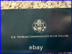 1994 U. S. Veterans Commemorative 3-Coin Proof Set Silver Dollars Original Box