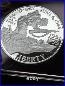 1995-S Silver Proof Set in Red Capital Holder With 1993-W 91-95 WWII Silver PF