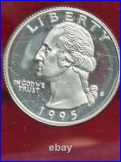 1995-S Silver Proof Set in Red Capital Holder With 1993-W 91-95 WWII Silver PF