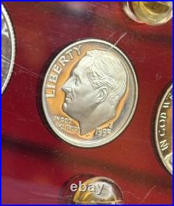 1995-S Silver Proof Set in Red Capital Holder With 1993-W 91-95 WWII Silver PF