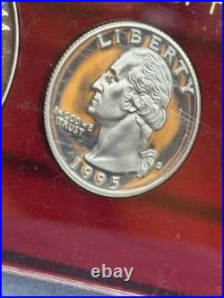 1995-S Silver Proof Set in Red Capital Holder With 1993-W 91-95 WWII Silver PF