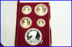 1995 W 10th Anniversary Proof American Eagle 4 Coin Gold & Silver Eagle Set COA