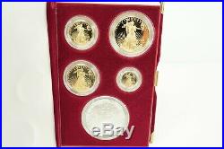 1995 W 10th Anniversary Proof American Eagle 4 Coin Gold & Silver Eagle Set COA