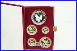 1995 W 10th Anniversary Proof American Eagle 4 Coin Gold & Silver Eagle Set COA