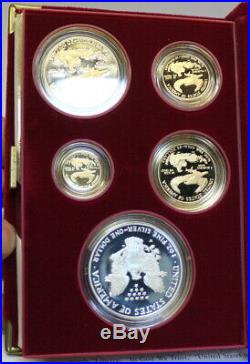 1995-W American Eagle 10th Anniversary 5 Coin Gold & Silver Proof Set COA