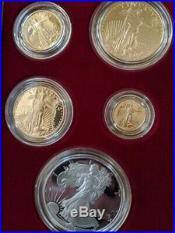 1995-W American Eagle Five Coin 10th Anniversary Proof Set, Gold, Silver