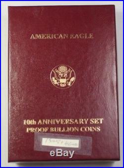 1995-W American Gold & Silver Eagle Proof Set 5 Coins Total 10th Anniversary JAH