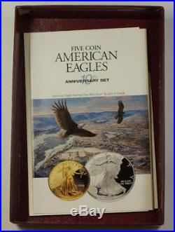 1995-W American Gold & Silver Eagle Proof Set 5 Coins Total 10th Anniversary JAH