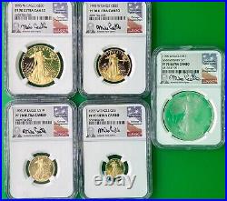 1995-W PR70 DCAM NGC Anniversary Eagle Set Silver/Gold Mike Castle Signed WOW