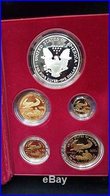 1995 W PROOF AMERICAN EAGLE 10th ANNIVERSARY 5 COIN SET ORIGINAL OWNER RARE SET
