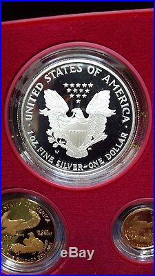 1995 W PROOF AMERICAN EAGLE 10th ANNIVERSARY 5 COIN SET ORIGINAL OWNER RARE SET