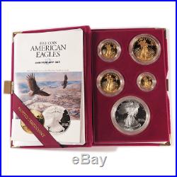 1995-W Proof American Gold Silver Eagle 5pc. Set, Box, OGP & COA