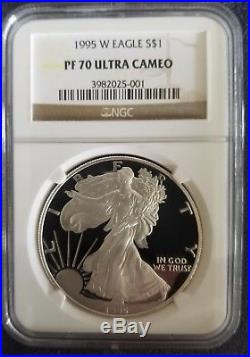 1995-w Ngc Proof Silver Eagle Pf70 Ultra Cameo Anniversary Set. The Date