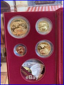 1995w Proof American Gold Eagle 5-coin Set Mint Box, Coa, Gold Foil No Silver Coin