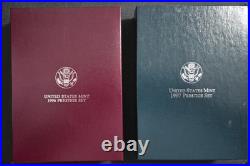 1996 & 1997 US Mint Prestige Proof Sets Complete with Boxes + Carboard + Coa's