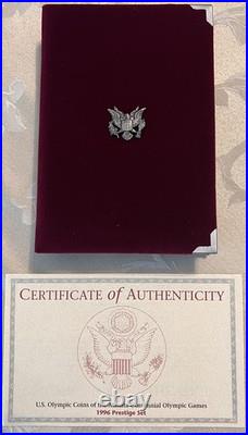 1996 Prestige Proof Set Atlanta Olympics Commemorative Coin US Mint OGP Box COA