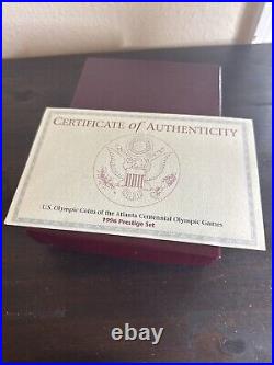 1996 Prestige Proof Set Atlanta Olympics Commemorative Coin US Mint OGP Box COA