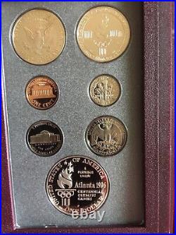 1996 Prestige US Mint Silver Proof Set Atlanta Olympics 7-Coin Set