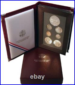1996 Proof Prestige Set Atlanta Olympic Games, 90% Silver Dollar 7 Coins & COA