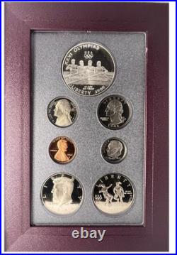 1996 Proof Prestige Set Atlanta Olympic Games, 90% Silver Dollar 7 Coins & COA