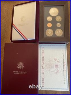 1996-S US Mint Prestige Proof Set Olympic Commemorative Silver Dollar Box & COA