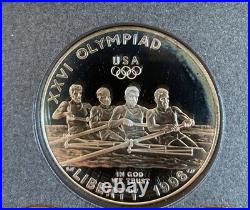1996-S US Mint Prestige Proof Set Olympic Commemorative Silver Dollar Box & COA