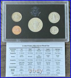 1996-S US Mint Silver Proof Set 5-Coin Complete OGP COA Pristine Box Key Date