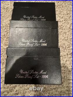 1996-S US Mint Silver Proof Set 5 Coin Set (QUANTITY OF 3 sets)