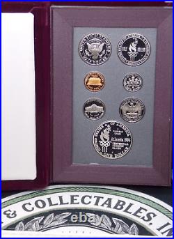 1996 U. S. Mint PROOF Silver PRESTIGE Set ATLANTA OLYMPICS NO Box with COA (7 Coin)