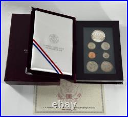 1996 US Mint Prestige 7-Coin Set of US Olympic Coins with COA Silver Dollar