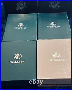 1997 & 1998 Premier + (2) 1990, 1991, 1995 Prestige US Mint SILVER PROOF SETS