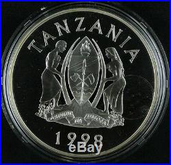 1998 TANZANIA 2500 Shilingi 50 Oz Silver 10 Coins Proof Set Serengeti Wildlife