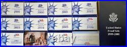 1999 2000 2001 2002 2003 2004 2005 2006 2007 2008 2009 US Mint Proof Sets OGP