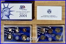 1999 2000 2001 2002 2003 2004 2005 2006 2007 2008 2009 US Mint Proof Sets OGP