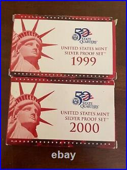 1999 2000 U. S. MINT SILVER PROOF SET 19 Coins Total