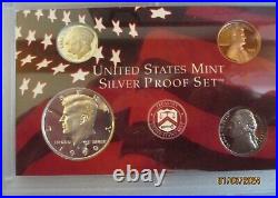 1999 2003 Silver Proof Sets 5 complete sets with COA's and boxes
