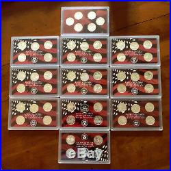 1999-2008-2009 Complete Silver Proof 56 Pc State Quarter Set 11 Years Sealed