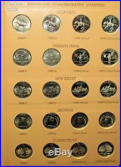 1999 2008 Complete 200 Coin State Quarter Set wSilver Proofs & 2 Dansco Albums