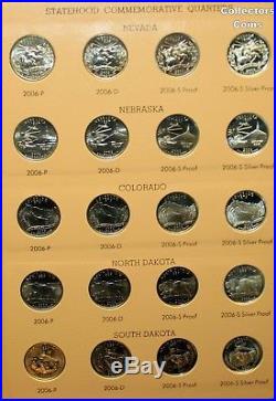 1999 2008 Complete 200 Coin State Quarter Set wSilver Proofs & 2 Dansco Albums