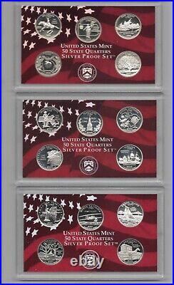 1999 2008 Complete Proof Silver Quarter Sets In Original Mint Cases