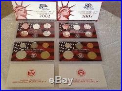 1999 2008 Complete Silver Proof Sets (10 Sets) in Original Govt Packaging